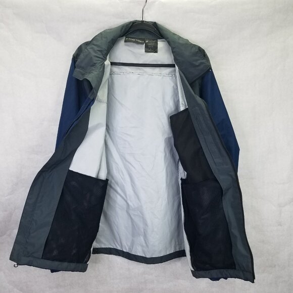 Frogg Toggs Jacket Men L Blue Gray Nylon Hooded Full Zip Rain Coat Windbreaker - Picture 10 of 16